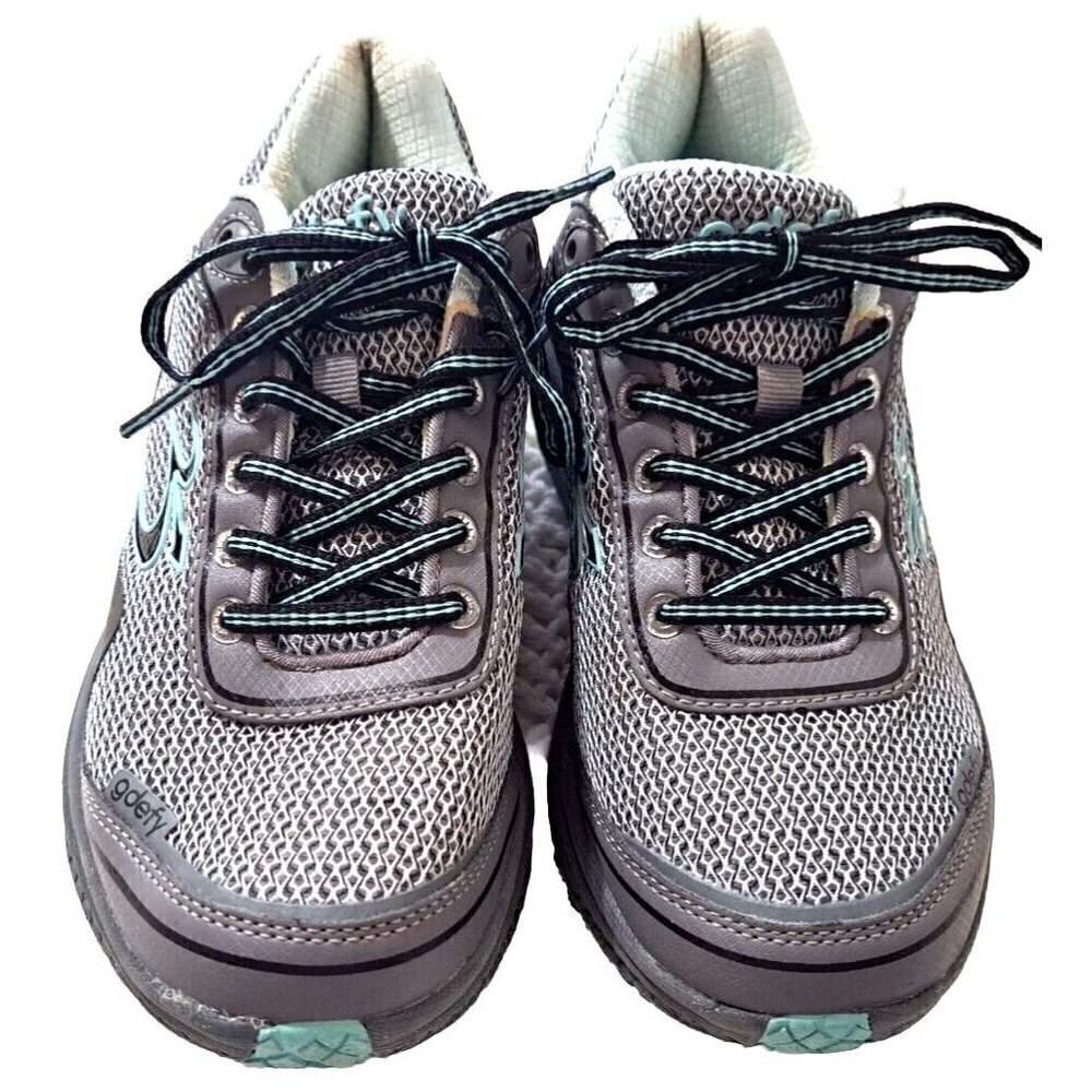 GDefy Women's 8 Mighty Walk Gray & Aqua Low Cut Lace Up Sneakers